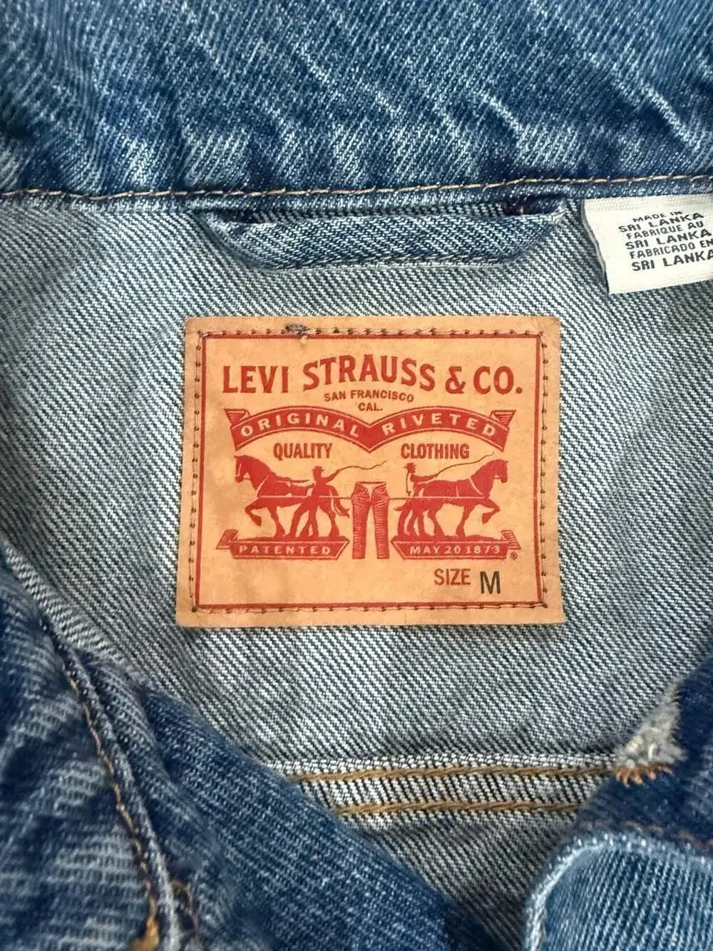 Levi’s Medium Denim Trucker Jacket Custom Yeehaw Rodeo Western Nashville Pink M
